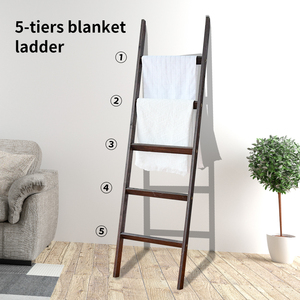 Handmade Wooden Blanket <b>Ladder</b> <b>Bamboo</b> Wall Leaning Towel <b>Ladder</b> Decorative Quilt Rack for Living Room - Product Image 4