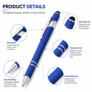 Best Sell Ball <b>Pen</b> Stylus Tip Soft Rubber Plastic <b>Touch</b> <b>Screen</b> <b>Pen</b> 2 in 1 Custom Logo Luxury Office Metal Ballpoint <b>Pens</b> - Product Image 4
