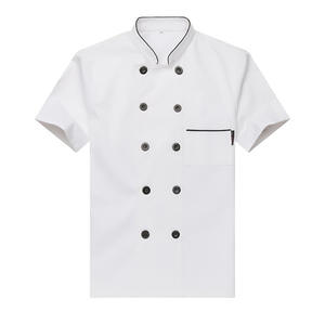 Logo personalizzato bianco a maniche corte da uomo <span class=keywords><strong>Chef</strong></span> cucina uniforme camicia da ristorante manica corta abiti da lavoro - Product Image 1
