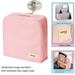 Bolsa de Maquillaje Vertical de Tela Resistente <span class=keywords><strong>con</strong></span> Apertura Magnética para un Almacenamiento Conveniente de Cosméticos, Artículos de Aseo y Accesorios - Product Image 1