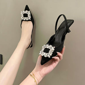 <span class=keywords><strong>Petit</strong></span> frais nouveau style diamant carré bouche pointu retour doux tempérament de femmes à talons hauts sandales 9-98 - Product Image 4