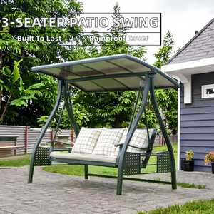 Fauteuil suspendu d'extérieur moderne de luxe <span class=keywords><strong>alpin</strong></span> tout en aluminium pour trois personnes avec coussin imperméable, mobilier de jardin et de terrasse en métal durable - Product Image 1