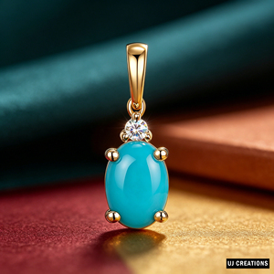Colgante de compromiso clásico de oro macizo de 14K personalizado con diamantes cultivados en laboratorio de calidad VS, turquesa de diciembre (piedra de nacimiento), engaste de garra - Product Image 1