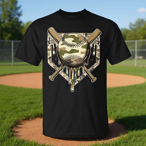 Camiseta de béisbol con estampado de camuflaje para niños con diseño de helado y temática de béisbol - Product Image 3