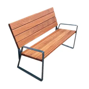 Fuori porta parco in plastica riciclata doghe in legno panca patio esterno in acciaio e legno panca moderna giardino pubblico panca lunga sedia