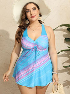 OEM NEW <strong>Custom</strong> Plus Size Swim <strong>Dress</strong> Sexy Backless Print Two Piece Skirt Bikini Beach Wear Swimsuit Women Swimwear - Product Image 5