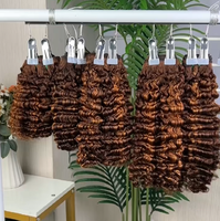 Cheveux vierges bouclés birmans P4/30, tissage à double trame machine pour extensions, blond miel, cheveux humains bruts doublement étirés