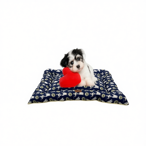 Three-Piece Printed Linen <b>Dog</b> Pad Set with Blue Background <b>Dog</b> Head Pet <b>Beds</b> - Product Image 2