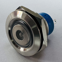 Interrupteur à bouton-poussoir en métal éclairé par LED rouge, momentané, SPST, IP67, IK10, avec anneau lumineux et point unique, ZLQ22E-SWP10F-E+DR24V-S