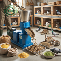 Nouvelle machine à granulés d'aliments pour animaux de ferme de petite taille, alimentée au diesel, 15 CV, pour bovins, moutons, chèvres, luzerne, paille, céréales - Capacité de 500 kg/h, certifiée CE