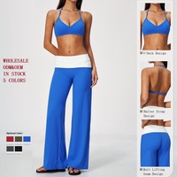 Ensemble de yoga 4 pièces : Soutien-gorge de sport dos nu, Débardeur à col carré, Veste courte zippée, Pantalon large à taille repliable, Vente en gros ODM OEM