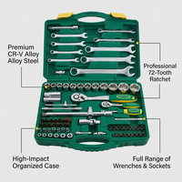 Ensemble d'outils de réparation automobile professionnel de 82 pièces, jeu de clés à douilles en acier CRV avec coffret robuste, kit d'outils de réparation pour vélo et moto