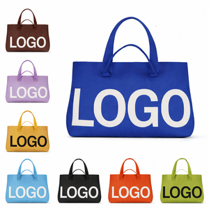 กระเป๋าโท้ทผ้าแจ็คการ์ดแฟชั่นสำหรับผู้หญิง หูหิ้วคู่ โลโก้ตัวอักษรแบบกำหนดเอง ความจุขนาดใหญ่ กระเป๋าช้อปปิ้งถัก - Product Image 1