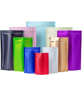 食品储存用彩色聚酯薄膜袋全尺寸铝箔聚合物自封袋站立聚酯薄膜袋