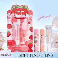 HOT Aardbei Rijst Kleurveranderende Niet-vette Vegan Lip Fruit Smaak Hydraterende Lip Tint Olie Lipgloss Lipbalsem + Lip Olie Set