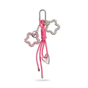 Attache-cheveux en spirale en forme de cœur tendance, porte-clés rose, corde faite à la main, pompon exquis, charme de cœur, porte-clés personnalisable pour femmes, cadeau - Product Image 2