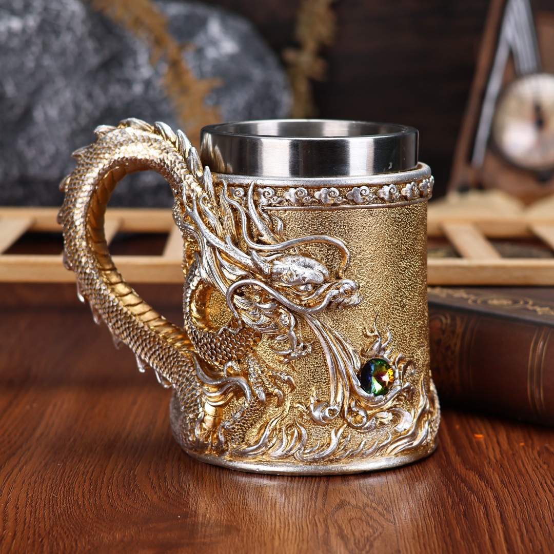 Order Online Chinese Dragon Mug Heat-Resistant Wooden Handle