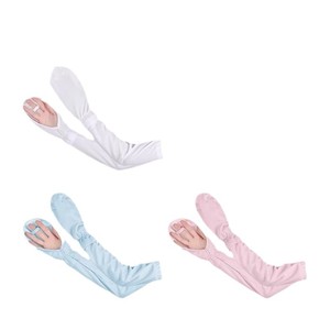 Ztc406 Manches de protection solaire en soie glacée pour femmes, protection UV rose pour la conduite et l'extérieur, coupe ample, en polyester, paire - Product Image 2