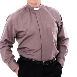 Fábrica OEM algodón largo liso logotipo personalizado clero vestido oculto tapeta <span class=keywords><strong>Tab</strong></span> <span class=keywords><strong>Collar</strong></span> hombres clero camisas para sacerdotes Iglesia desgaste - Product Image 4