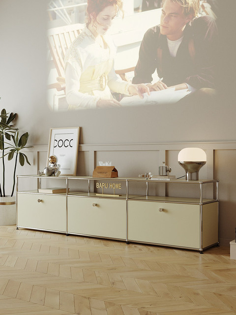 Multi-Functional TV Unit with Drawers Stainless Steel MDF TV Stand Modular Storage Cabinet for Living Room Hotel Apartment