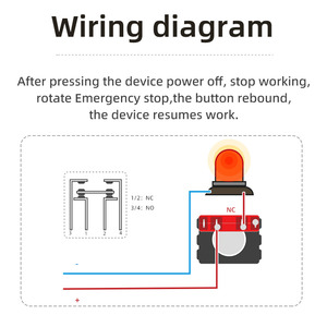 Interruptor de Botón Pulsador de 22 mm, IP65, Antierror, para Ascensor, Botón de Parada de Emergencia, 20A, HBAN de Fábrica - Product Image 6