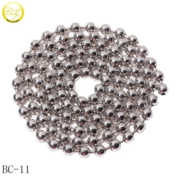 Wholesale silver color metal roller chain clasp decoration metal ball chains for bag strap