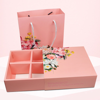 Boîte à gâteaux de lune de luxe au design personnalisé, rose, avec tiroir, trou et poignée pour cupcakes, biscuits chinois, emballage