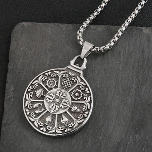 Collier pour homme yunnique style ethnique tête de dragon à neuf palais, pendentif en acier titane, design animal géométrique, chaîne tendance punk - Product Image 3