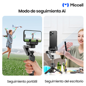 Stabilisateur compact Miccell avec suivi IA, mini trépied et télécommande sans fil pour le streaming, les vlogs et les voyageurs - Product Image 3
