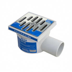 Couvercle de manhole réglable à siphon 10,5x10,5 cm en PP avec grille en acier inoxydable et sortie latérale de 50 mm - Product Image 3