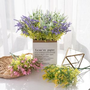 Bouquet de fleurs artificielles en lavande CallaFloral, fleurs en plastique rose et violet, décoration murale pour la maison, style INS - Product Image 1