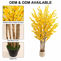 Pohon Bunga Forsythia Kuning Buatan, Tanaman Lantai Palsu yang Mekar untuk Dekorasi Ruang Tamu, Dekorasi Musim Semi Komersial, Grosir