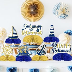 Décorations de fête nautique <span class=keywords><strong>pour</strong></span> la <span class=keywords><strong>retraite</strong></span> : Centres de table en nid d'abeille sur le thème de la navigation, Cadeaux de <span class=keywords><strong>retraite</strong></span> sur le thème nautique - Product Image 3