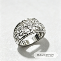 Bagues en laiton plaqué platine, pierres étincelantes élégantes pour les fêtes d'anniversaire, les mariages, les anniversaires de mariage, bijoux de mode, cadeaux