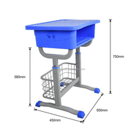 Zoshine - Juego de Escritorio y Silla de Estudio Individual Resistente, Directo de Fábrica, Mesa de Plástico Elevable para Aula Escolar