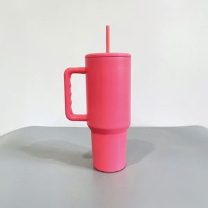 Lot de 25 tasses à café de voyage isothermes vierges pour sublimation H3.0 40oz, colorées, finition mate brillante, avec couvercle plat et poignée - Product Image 4