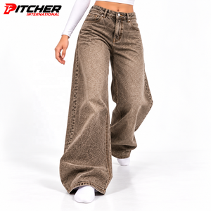Jeans de Mezclilla Personalizados con Pedrería para Mujer, Corte Ancho, para Marcas de Boutique, Producción al por Mayor de Marca Privada - Product Image 4