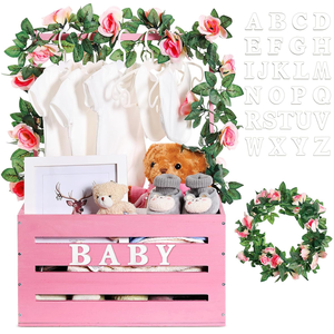 Cestino in legno Baby Shower cesta armadio con manico e ghirlanda custodia cesto regalo per ragazze <span class=keywords><strong>nome</strong></span> personalizzato - Product Image 1