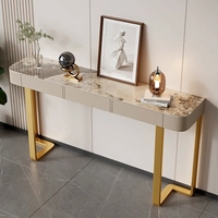 Table console italienne moderne minimaliste en acier inoxydable avec tiroir pour chambre à coucher appartement salon entrée mur allée couloir