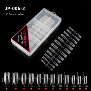 Long Almond Clear Nail Tips Full Cover No <b>Filing</b> Transparent False Acrylic Fingernails 12 Sizes - Product Image 2