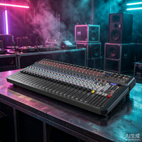 Console de mixage audio 32 canaux avec 8 effets numériques DSP, Bluetooth, USB, en métal, pour karaoké et spectacles sur scène