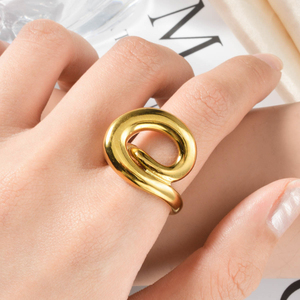 Fashion Trendy 18K Gold Plated Stainless Steel Wedding Bands or <b>Rings</b> for Women - Product Image 2