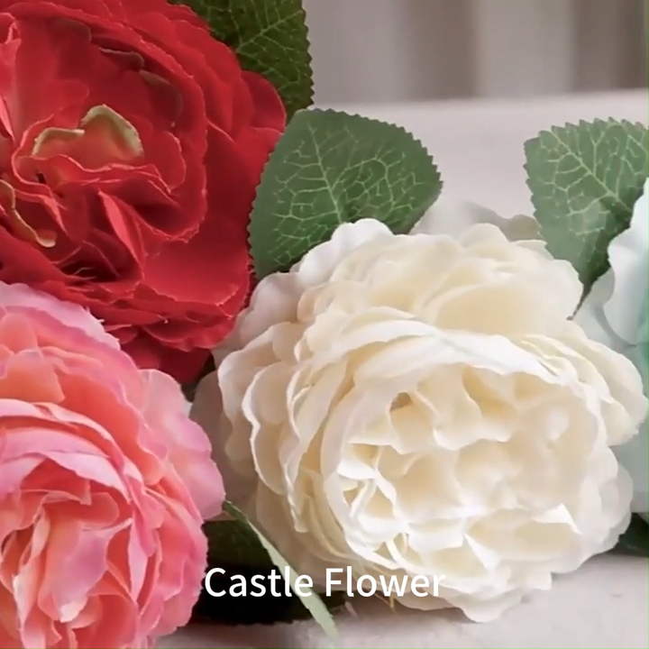 Floweroyal 4 mazzi di peonie artificiali, fiori bianchi e verdi, in seta, per matrimoni, feste, centrotavola, composizioni floreali, decorazione per la casa e la cucina