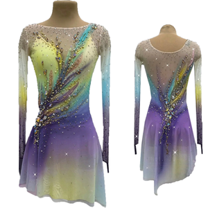 Robe de patinage <span class=keywords><strong>artistique</strong></span> personnalisée pour filles et adolescentes, robes de patinage sur <span class=keywords><strong>glace</strong></span> violettes, costumes de compétition, salle de bal, gymnastique et fitness pour femmes - Product Image 1