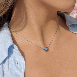 Collar con colgante de corazón de acero de titanio, cadena de acero inoxidable, diseño geométrico para mujer, regalo de joyería - Product Image 4