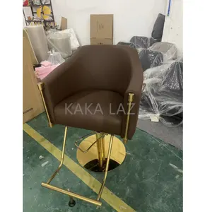 salon mirror station chair antique styling chair styles Stainless steel golden hair salon chair