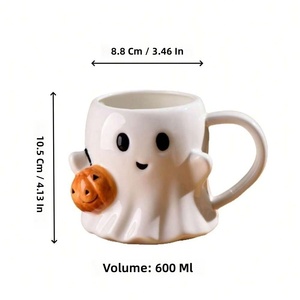 Tasse en céramique créative de <span class=keywords><strong>dessin</strong></span> <span class=keywords><strong>animé</strong></span>, motif Citrouille, Elfe, Fantôme, Halloween, mignonne, grande capacité, pour l'eau - Product Image 2