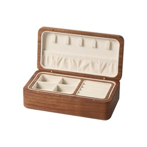 Boîte à bijoux en bois de noyer noir d'Amérique du Nord, double couche, grande capacité, organisateur de rangement en bois massif, fermeture à couvercle rectangulaire - Product Image 5