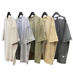 T-shirt Oversize Vintage Effetto Acido da Uomo, Personalizzabile con <span class=keywords><strong>Logo</strong></span> Stampato, in Cotone Pesante Lavorato a Maglia da 260 Grammi, <span class=keywords><strong>Abbigliamento</strong></span> all'Ingrosso - Product Image 1