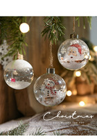 Ornamen Bola Natal Transparan dengan Pemandangan Salju di Dalamnya, Pola Santa dan Manusia Salju, Hiasan Gantung untuk Pohon Natal, Dekorasi Rumah dan Liburan